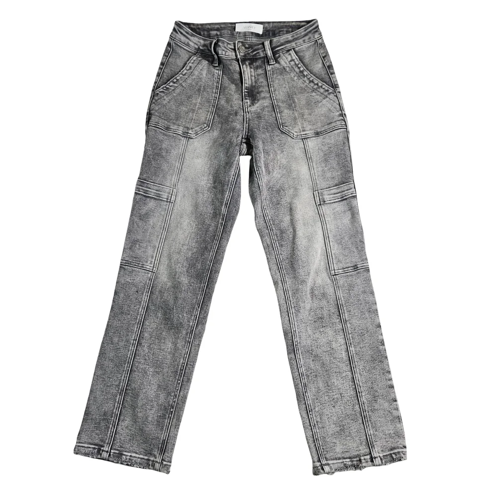 Vervet Distressed Wash Cargo Pants, Distressed Grey, Size 26 - Picture 2 of 14